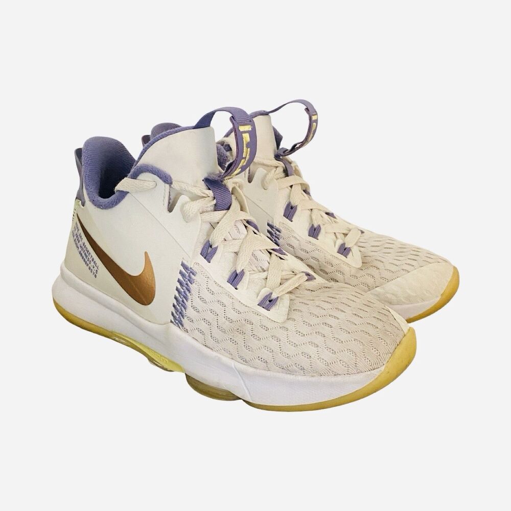Nike LeBron Witness 5 Size 7 Youth White Purple Summit White CT4629-102